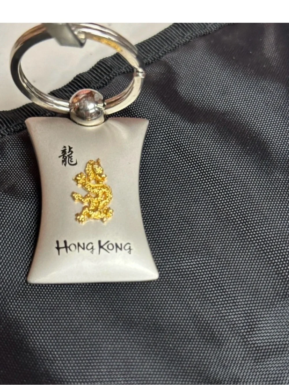 Hong Kong Gold Dragon Stainless Steel Keychain - Silver